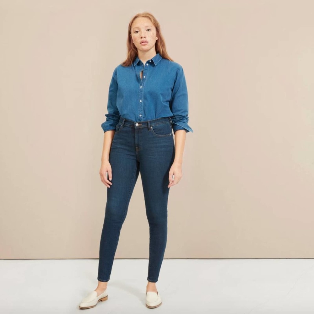 EVERLANE The Authentic Stretch Mid-Rise Skinny Dark Wash {3C28}